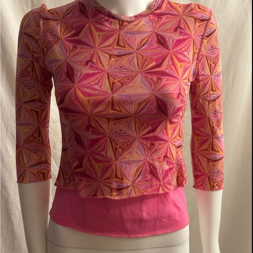 Vibrant Pink and Orange Women's Crop Top